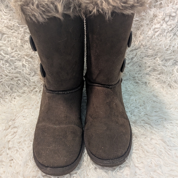 Women's Faux-Fur Suede Winter Boots - Dark Army Green - Picture 3 of 8